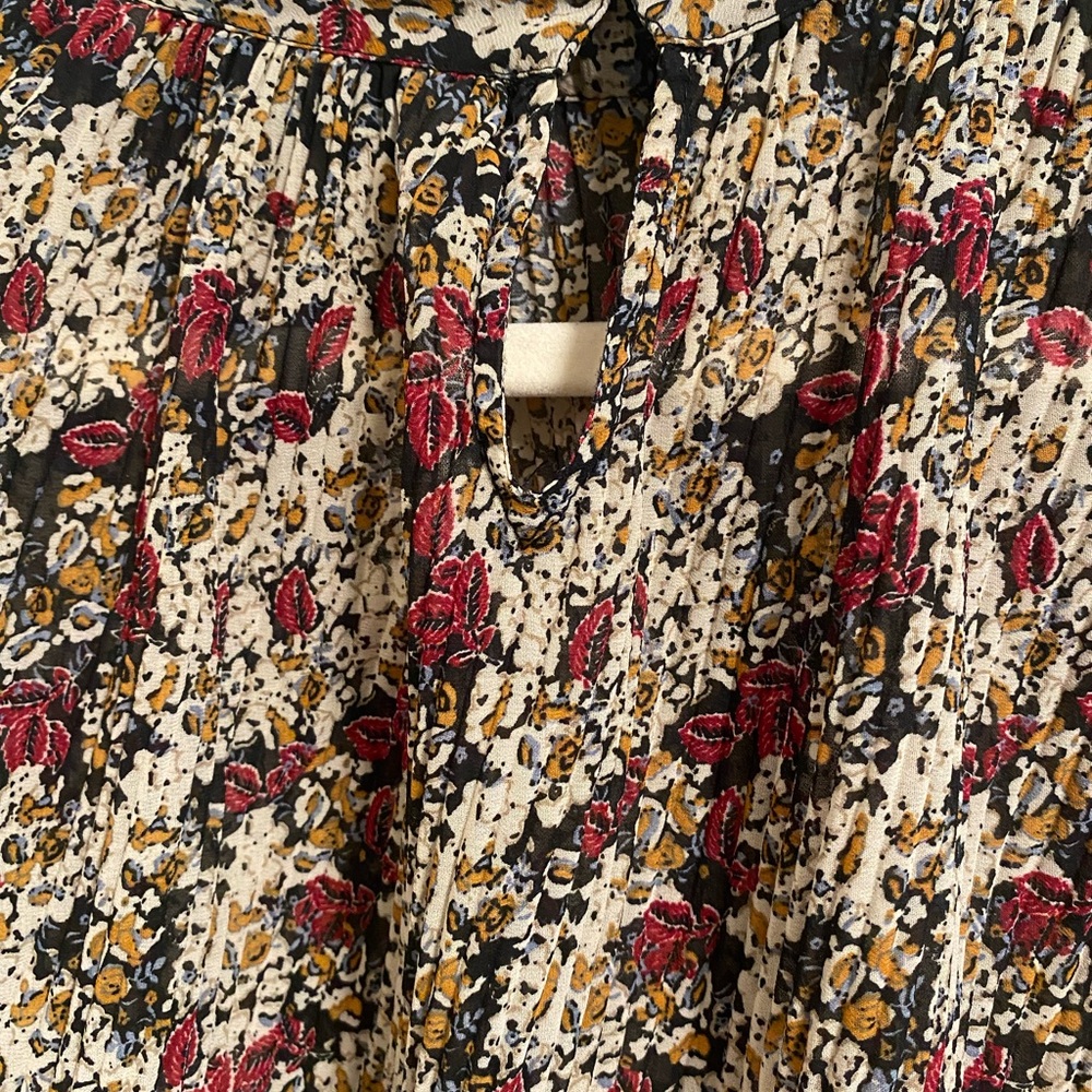 Zara Mock Neck Floral Print 3/4 Sleeve Flowy A-Line Midi Dress Size M - Picture 6 of 7